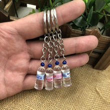 Load image into Gallery viewer, 2019 New Women/Men&#39;s Fashion Handmade Resin Mineral water bottles Wine Bottle Key Chains Key Rings Alloy Charms Gifts  Wholesale