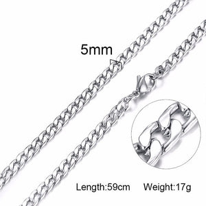 FILLED SOLID BOXCHAIN CHUNKY CUBA LINK CHOKER HEAVY FIGARO CHAIN NECKLACE IN STAINLESS STEEL MALE FEMALE JEWELRY Amazing Price
