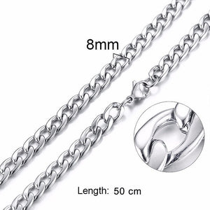 FILLED SOLID BOXCHAIN CHUNKY CUBA LINK CHOKER HEAVY FIGARO CHAIN NECKLACE IN STAINLESS STEEL MALE FEMALE JEWELRY Amazing Price