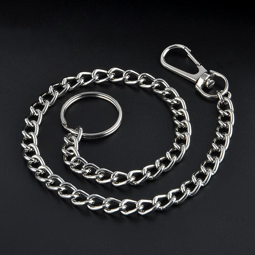 High Quality 38cm Long Metal Keyring Keychain Silver Chain Hipster Pant Jean Key Wallet Belt Ring Clip Men's HipHop Jewelry