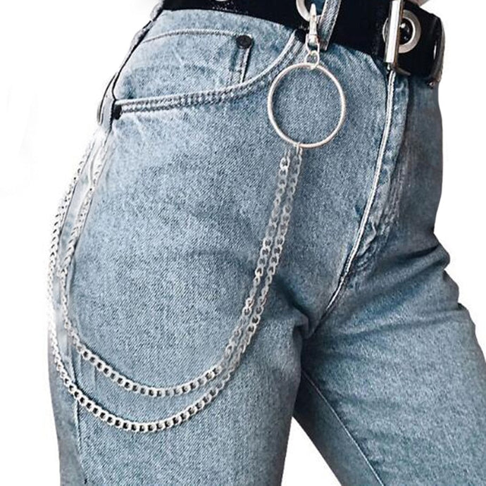 Long Metal Wallet Chain Leash Pant Jean Keychain Ring Clip Men's Hip Hop Jewelry