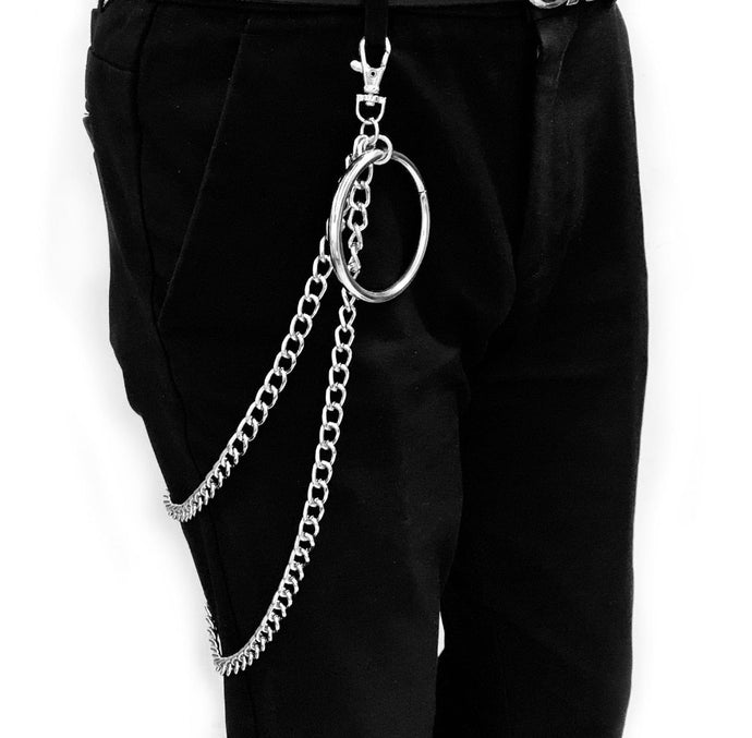 Street Big Ring Pendant Key Chain Metal Wallet Chain Silver Rock HipHop Punk Hook Biker Trousers Pant Waist Link Belt Jewelry