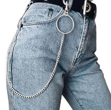 Load image into Gallery viewer, Street Big Ring Pendant Key Chain Metal Wallet Chain Silver Rock HipHop Punk Hook Biker Trousers Pant Waist Link Belt Jewelry