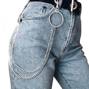 Street Big Ring Pendant Key Chain Metal Wallet Chain Silver Rock HipHop Punk Hook Biker Trousers Pant Waist Link Belt Jewelry